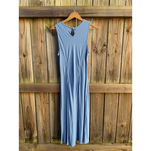 90s Vintage Washed French Blue Bias Cut Dress / Micro Polka Dot - Picture 10 of 10